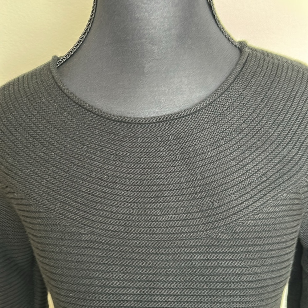 TALBOTS PETITE WOMANS BLACK RIBBED CREWNECK LONG SLEEVE SWEATER - Picture 5 of 13